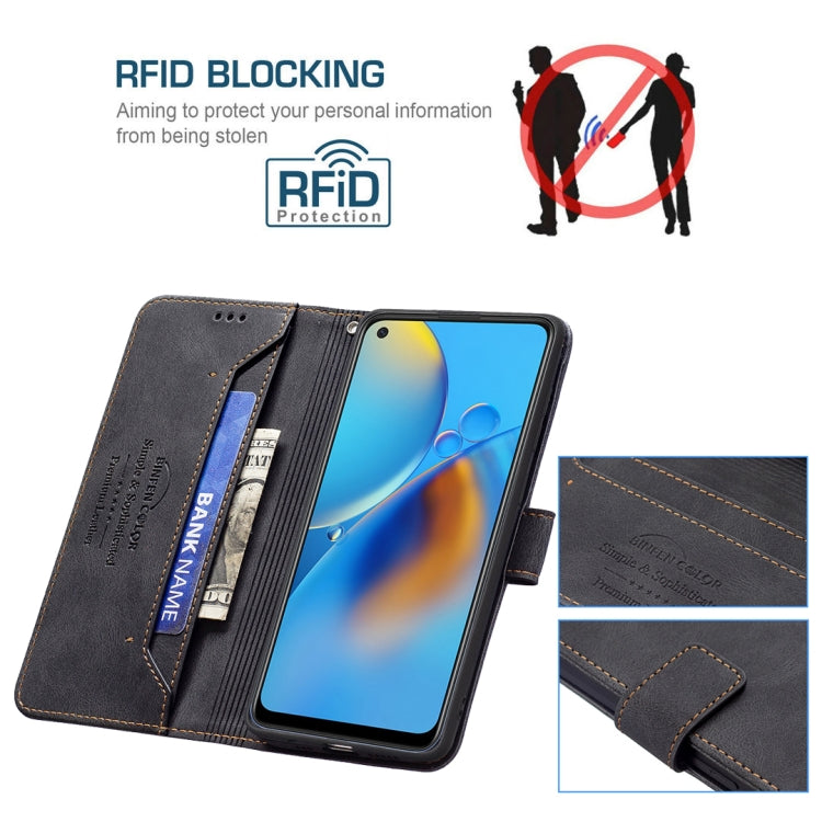 For OPPO A74 4G / F19 4G Magnetic Clasp RFID Blocking Anti-Theft Leather Case with Holder & Card Slots & Wallet