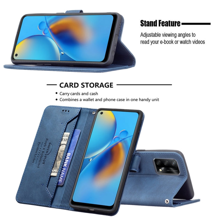 For OPPO A74 4G / F19 4G Magnetic Clasp RFID Blocking Anti-Theft Leather Case with Holder & Card Slots & Wallet