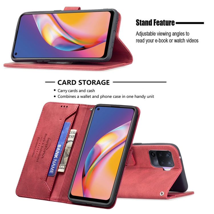 For OPPO A94 4G / Reno5 F / F19 Pro Magnetic Clasp RFID Blocking Anti-Theft Leather Case with Holder & Card Slots & Wallet