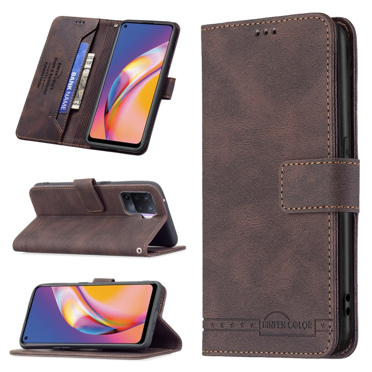 For OPPO A94 4G / Reno5 F / F19 Pro Magnetic Clasp RFID Blocking Anti-Theft Leather Case with Holder & Card Slots & Wallet