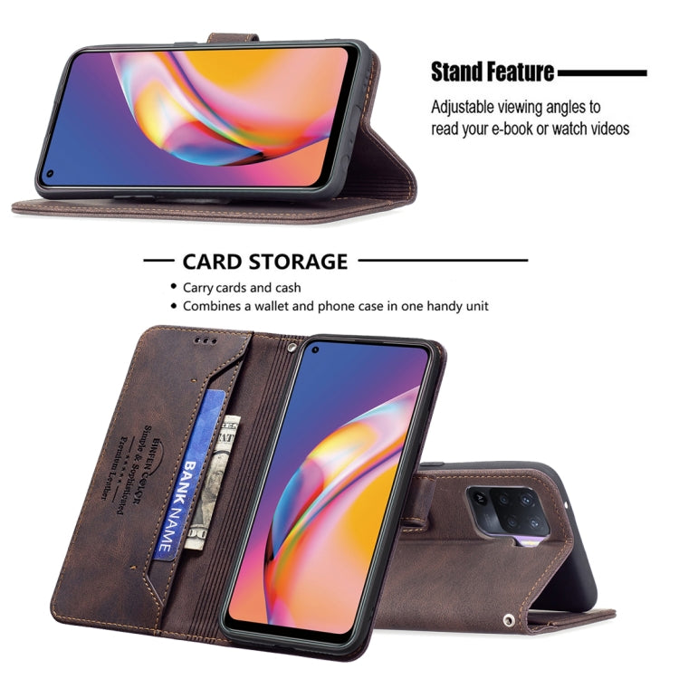 For OPPO A94 4G / Reno5 F / F19 Pro Magnetic Clasp RFID Blocking Anti-Theft Leather Case with Holder & Card Slots & Wallet