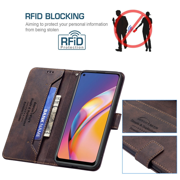 For OPPO A94 4G / Reno5 F / F19 Pro Magnetic Clasp RFID Blocking Anti-Theft Leather Case with Holder & Card Slots & Wallet