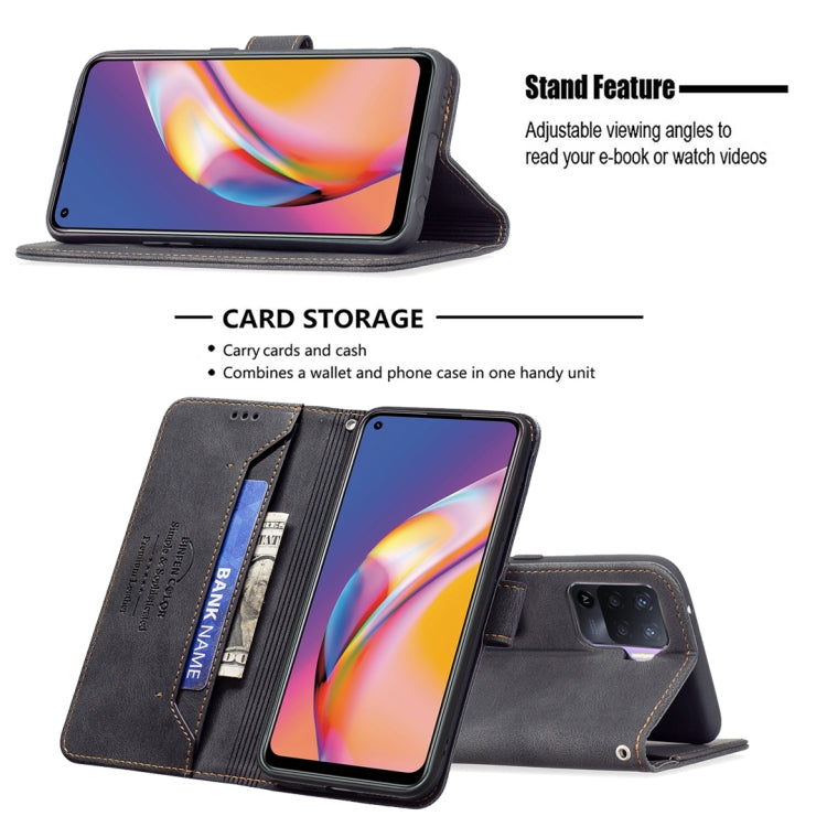 For OPPO A94 4G / Reno5 F / F19 Pro Magnetic Clasp RFID Blocking Anti-Theft Leather Case with Holder & Card Slots & Wallet