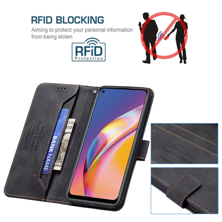 For OPPO A94 4G / Reno5 F / F19 Pro Magnetic Clasp RFID Blocking Anti-Theft Leather Case with Holder & Card Slots & Wallet
