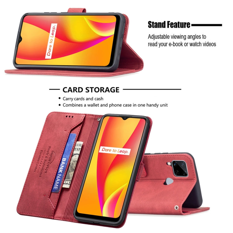 For OPPO Realme C12 / C15 / C25 Magnetic Clasp RFID Blocking Anti-Theft Leather Case with Holder & Card Slots & Wallet