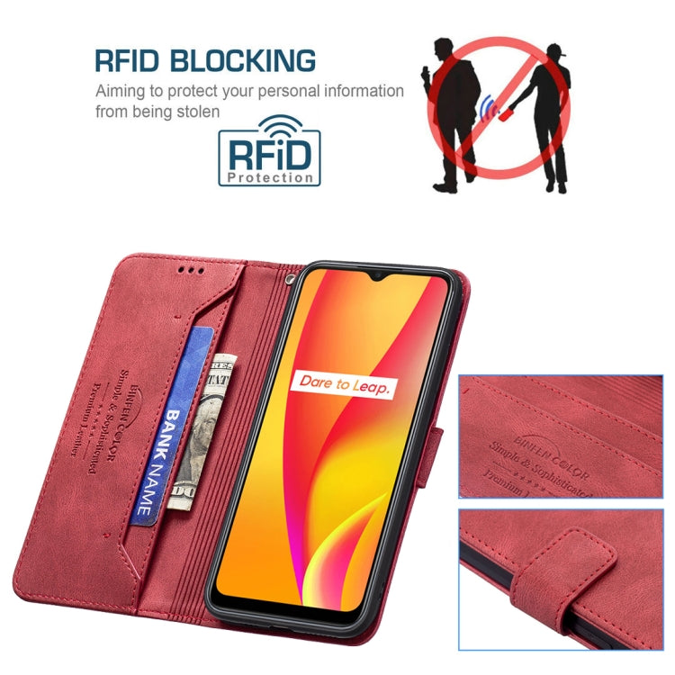 For OPPO Realme C12 / C15 / C25 Magnetic Clasp RFID Blocking Anti-Theft Leather Case with Holder & Card Slots & Wallet