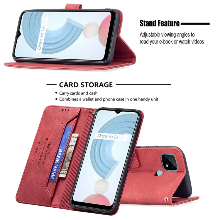 For OPPO Realme C21 / C20 Magnetic Clasp RFID Blocking Anti-Theft Leather Case with Holder & Card Slots & Wallet