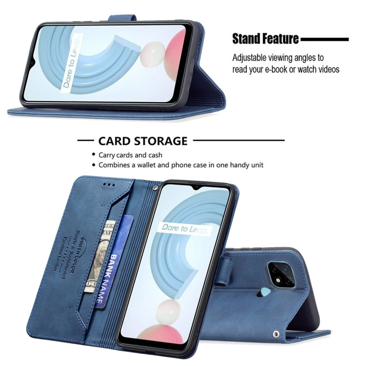 For OPPO Realme C21 / C20 Magnetic Clasp RFID Blocking Anti-Theft Leather Case with Holder & Card Slots & Wallet