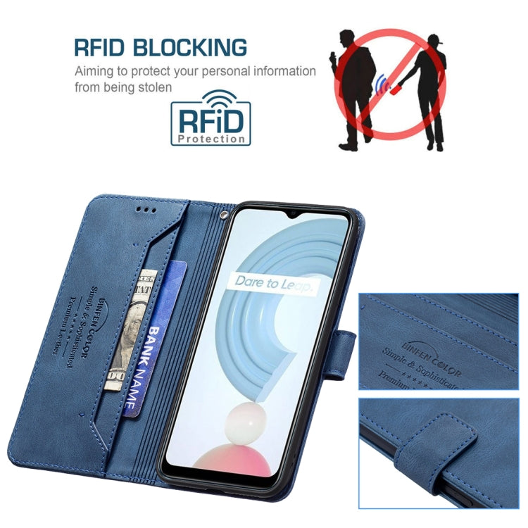 For OPPO Realme C21 / C20 Magnetic Clasp RFID Blocking Anti-Theft Leather Case with Holder & Card Slots & Wallet