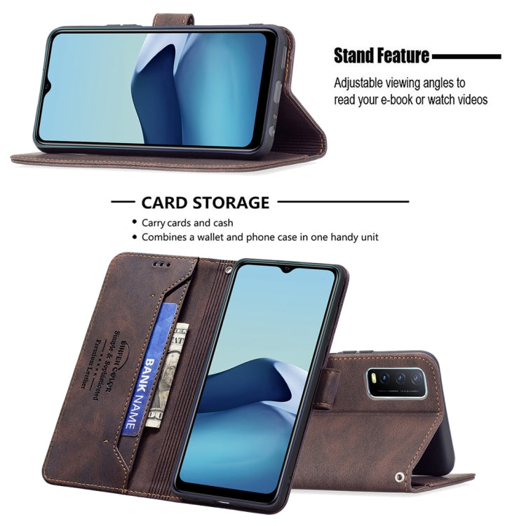 For vivo Y20 Magnetic Clasp RFID Blocking Anti-Theft Leather Case with Holder & Card Slots & Wallet