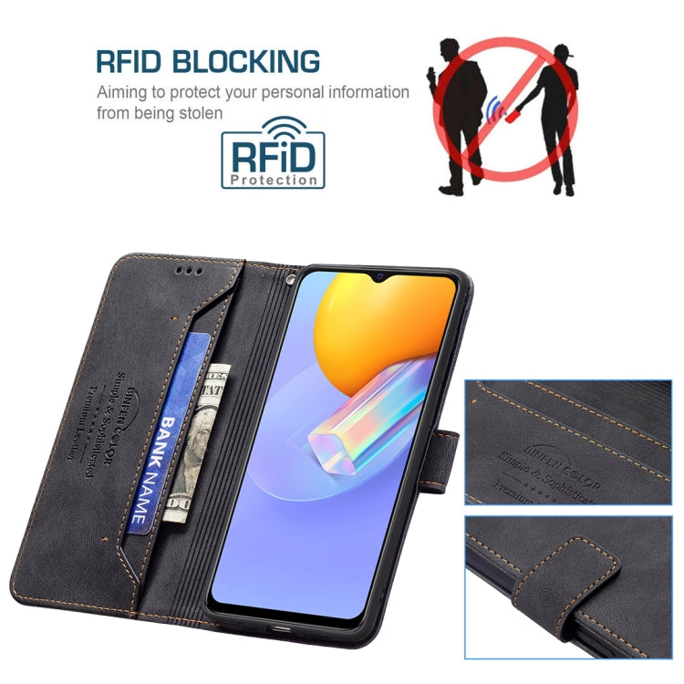 For vivo Y51 2020 / Y51a / Y51s Magnetic Clasp RFID Blocking Anti-Theft Leather Case with Holder & Card Slots & Wallet
