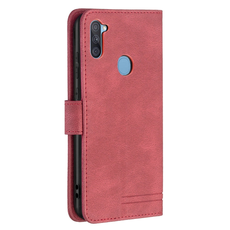 For Samsung Galaxy A11 Magnetic Clasp RFID Blocking Anti-Theft Leather Case with Holder & Card Slots & Wallet