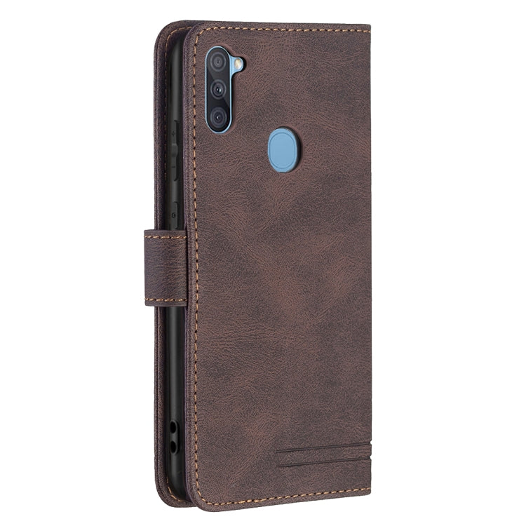 For Samsung Galaxy A11 Magnetic Clasp RFID Blocking Anti-Theft Leather Case with Holder & Card Slots & Wallet