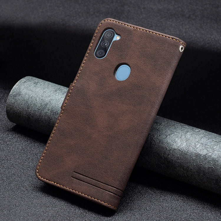 For Samsung Galaxy A11 Magnetic Clasp RFID Blocking Anti-Theft Leather Case with Holder & Card Slots & Wallet