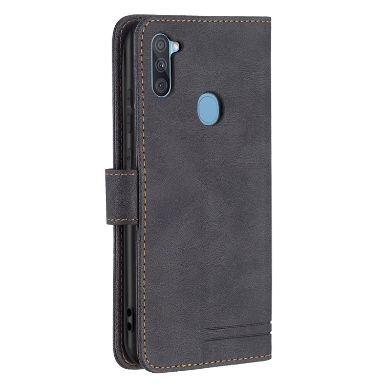 For Samsung Galaxy A11 Magnetic Clasp RFID Blocking Anti-Theft Leather Case with Holder & Card Slots & Wallet