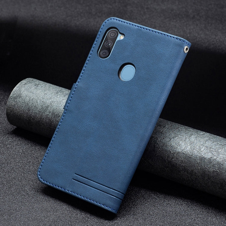 For Samsung Galaxy A11 Magnetic Clasp RFID Blocking Anti-Theft Leather Case with Holder & Card Slots & Wallet
