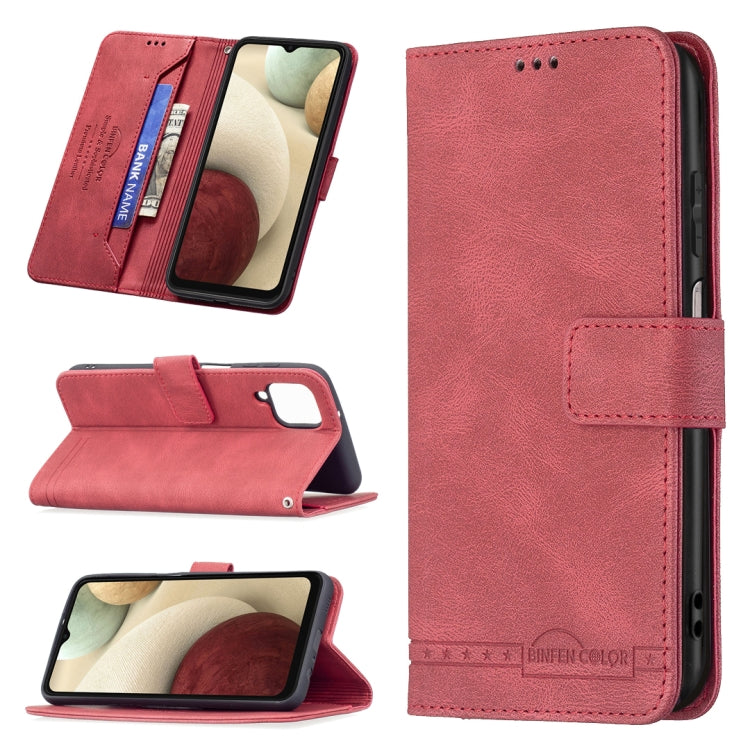 For Samsung Galaxy A12 Magnetic Clasp RFID Blocking Anti-Theft Leather Case with Holder & Card Slots & Wallet