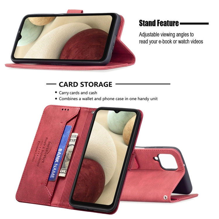 For Samsung Galaxy A12 Magnetic Clasp RFID Blocking Anti-Theft Leather Case with Holder & Card Slots & Wallet