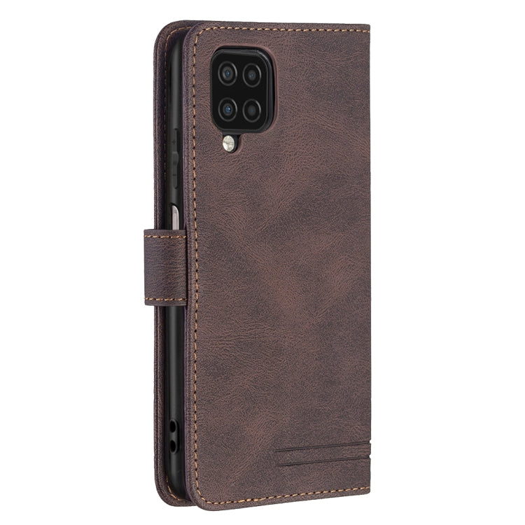 For Samsung Galaxy A12 Magnetic Clasp RFID Blocking Anti-Theft Leather Case with Holder & Card Slots & Wallet