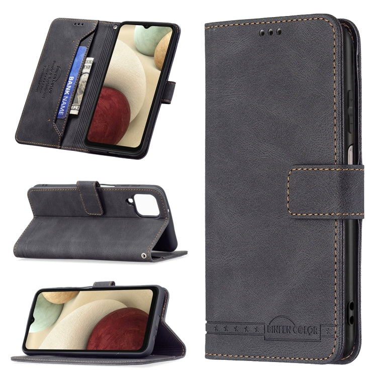 For Samsung Galaxy A12 Magnetic Clasp RFID Blocking Anti-Theft Leather Case with Holder & Card Slots & Wallet