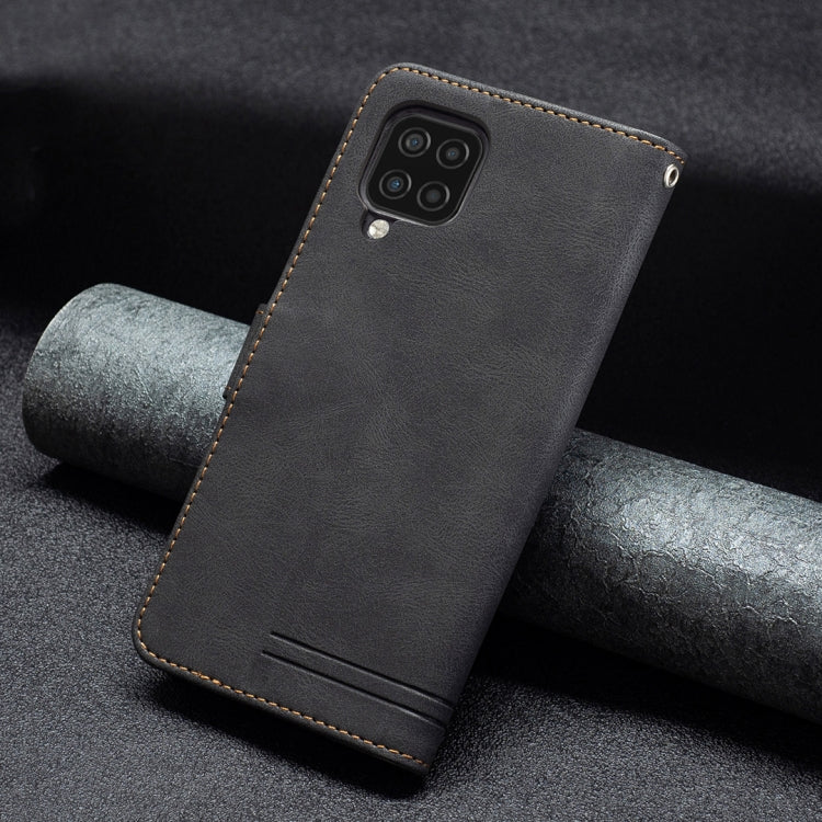 For Samsung Galaxy A12 Magnetic Clasp RFID Blocking Anti-Theft Leather Case with Holder & Card Slots & Wallet