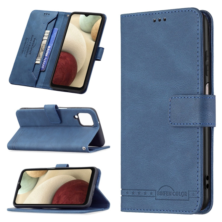 For Samsung Galaxy A12 Magnetic Clasp RFID Blocking Anti-Theft Leather Case with Holder & Card Slots & Wallet