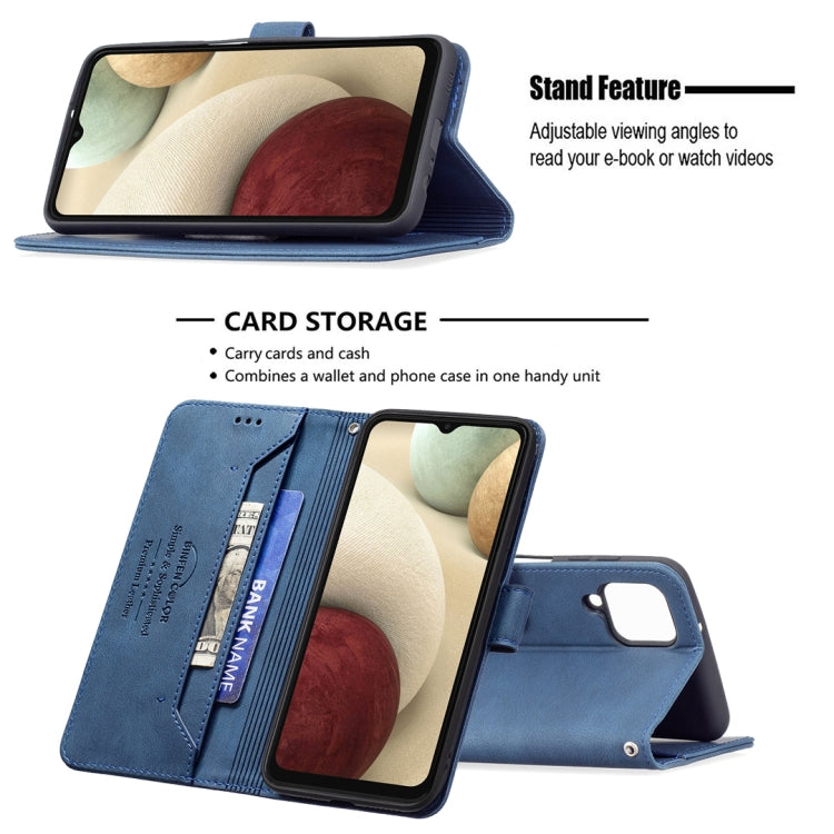 For Samsung Galaxy A12 Magnetic Clasp RFID Blocking Anti-Theft Leather Case with Holder & Card Slots & Wallet