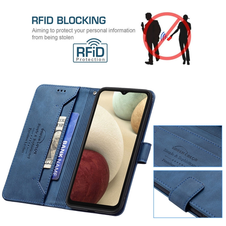 For Samsung Galaxy A12 Magnetic Clasp RFID Blocking Anti-Theft Leather Case with Holder & Card Slots & Wallet