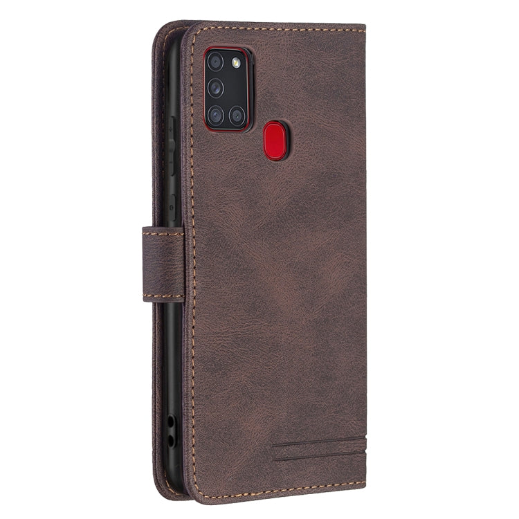 For Samsung Galaxy A21s Magnetic Clasp RFID Blocking Anti-Theft Leather Case with Holder & Card Slots & Wallet