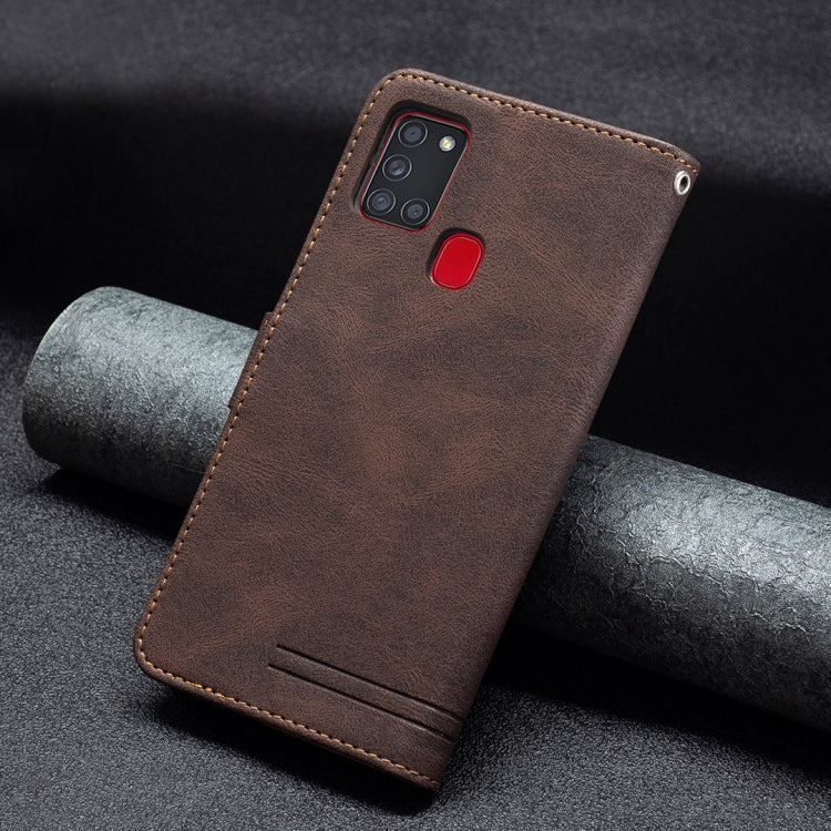 For Samsung Galaxy A21s Magnetic Clasp RFID Blocking Anti-Theft Leather Case with Holder & Card Slots & Wallet
