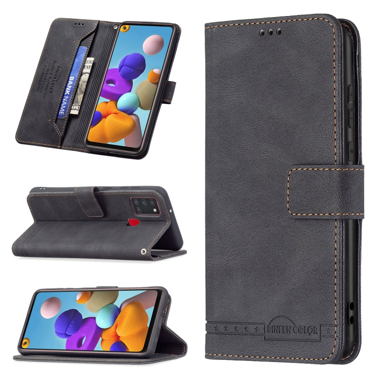 For Samsung Galaxy A21s Magnetic Clasp RFID Blocking Anti-Theft Leather Case with Holder & Card Slots & Wallet