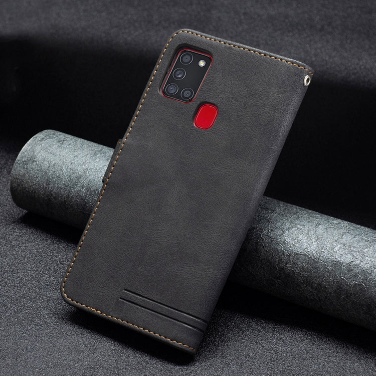 For Samsung Galaxy A21s Magnetic Clasp RFID Blocking Anti-Theft Leather Case with Holder & Card Slots & Wallet