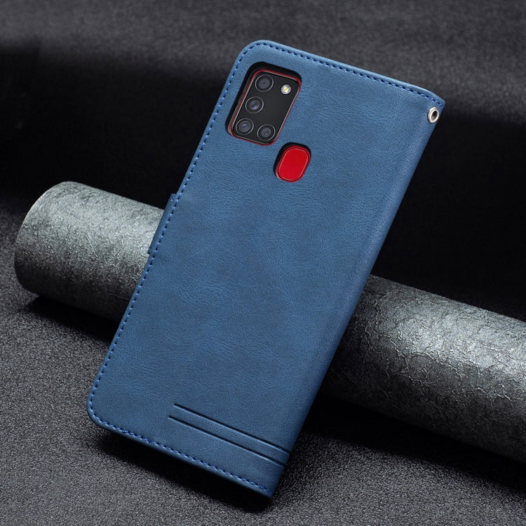 For Samsung Galaxy A21s Magnetic Clasp RFID Blocking Anti-Theft Leather Case with Holder & Card Slots & Wallet