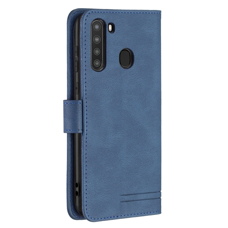 For Samsung Galaxy A21 Magnetic Clasp RFID Blocking Anti-Theft Leather Case with Holder & Card Slots & Wallet