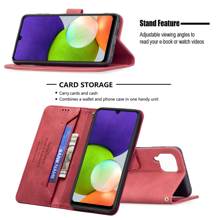 For Samsung Galaxy A22 4G Magnetic Clasp RFID Blocking Anti-Theft Leather Case with Holder & Card Slots & Wallet