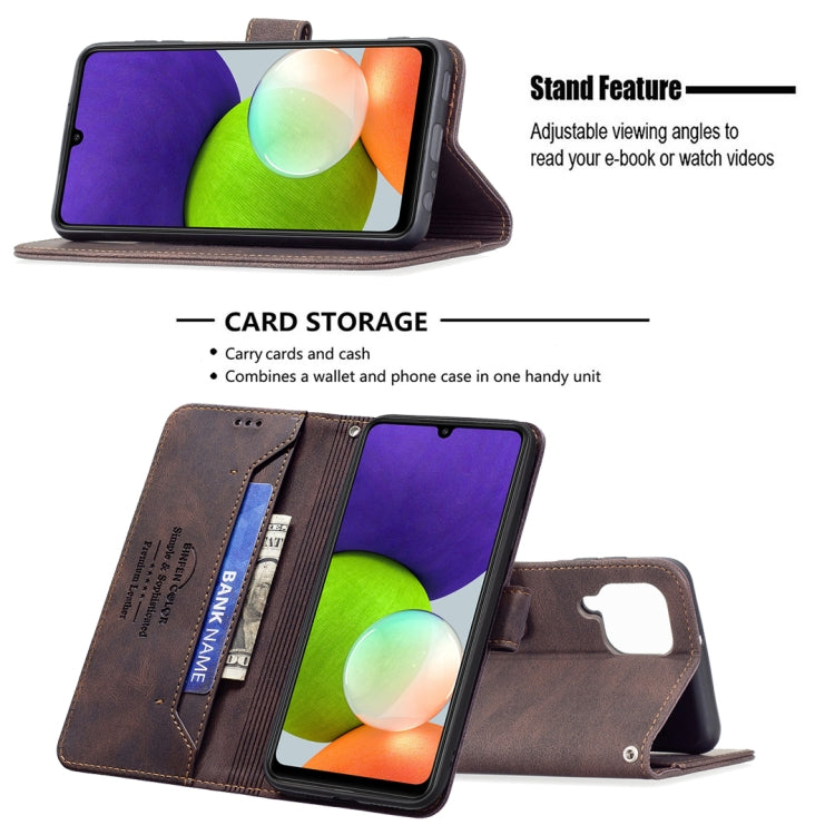 For Samsung Galaxy A22 4G Magnetic Clasp RFID Blocking Anti-Theft Leather Case with Holder & Card Slots & Wallet