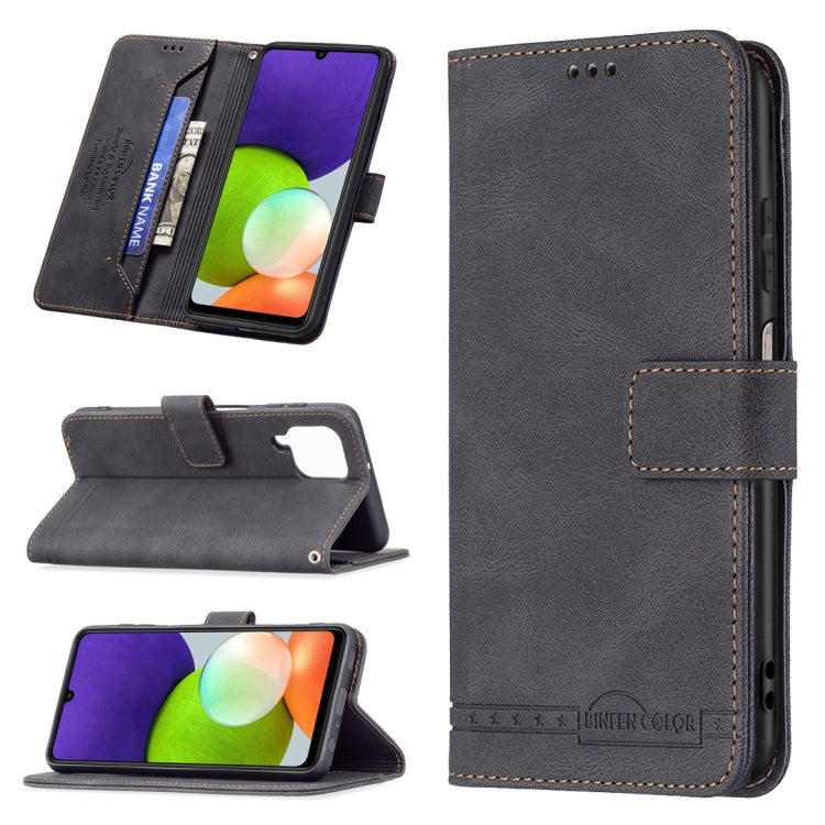 For Samsung Galaxy A22 4G Magnetic Clasp RFID Blocking Anti-Theft Leather Case with Holder & Card Slots & Wallet