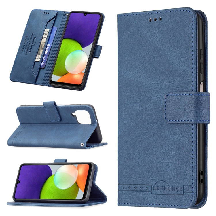 For Samsung Galaxy A22 4G Magnetic Clasp RFID Blocking Anti-Theft Leather Case with Holder & Card Slots & Wallet