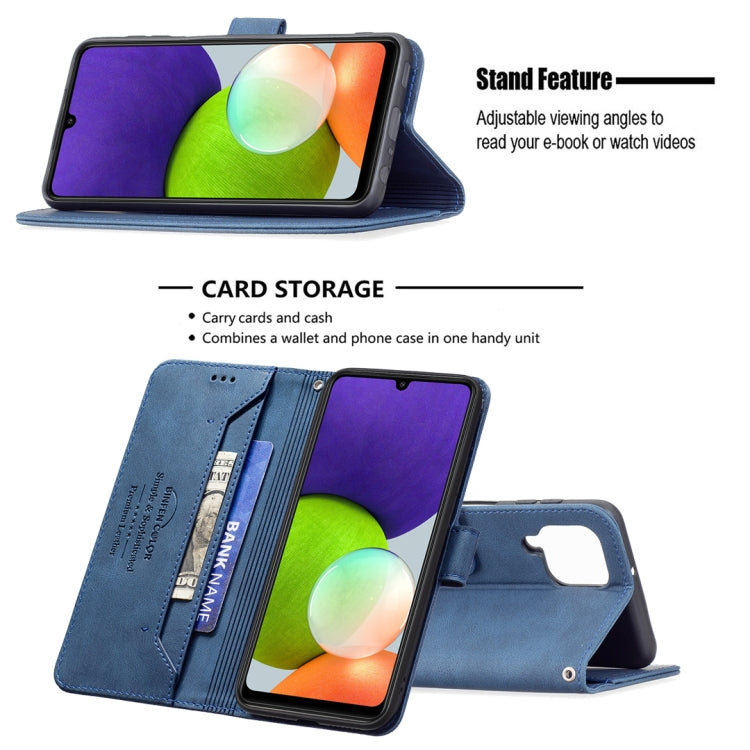 For Samsung Galaxy A22 4G Magnetic Clasp RFID Blocking Anti-Theft Leather Case with Holder & Card Slots & Wallet