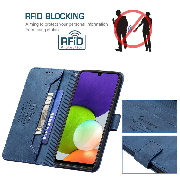 For Samsung Galaxy A22 4G Magnetic Clasp RFID Blocking Anti-Theft Leather Case with Holder & Card Slots & Wallet