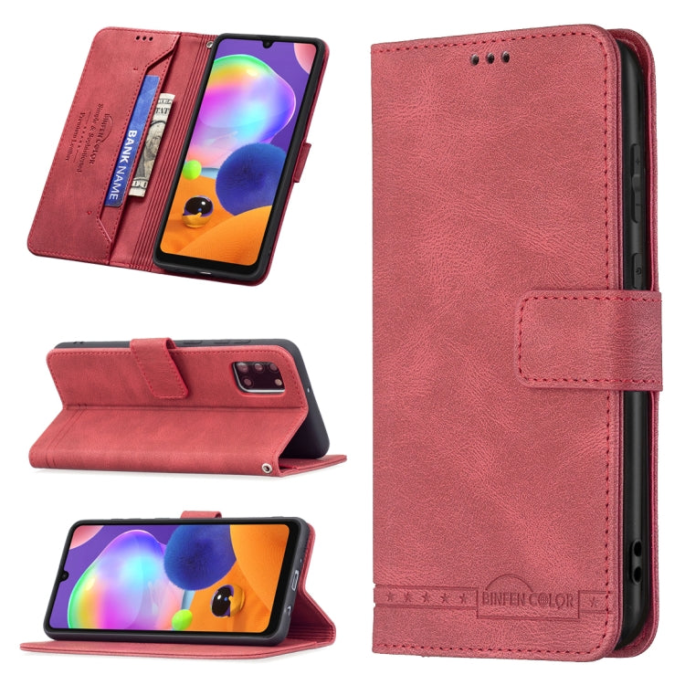 For Samsung Galaxy A31 Magnetic Clasp RFID Blocking Anti-Theft Leather Case with Holder & Card Slots & Wallet