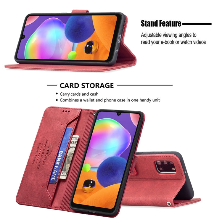 For Samsung Galaxy A31 Magnetic Clasp RFID Blocking Anti-Theft Leather Case with Holder & Card Slots & Wallet