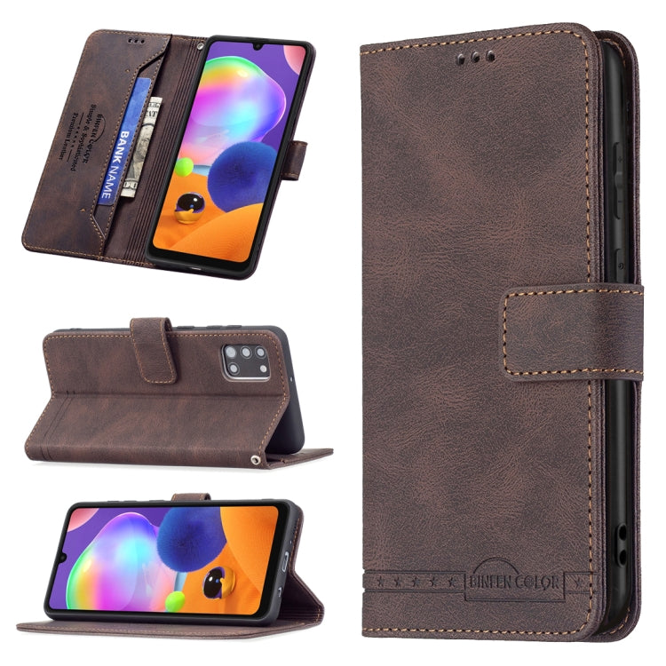 For Samsung Galaxy A31 Magnetic Clasp RFID Blocking Anti-Theft Leather Case with Holder & Card Slots & Wallet