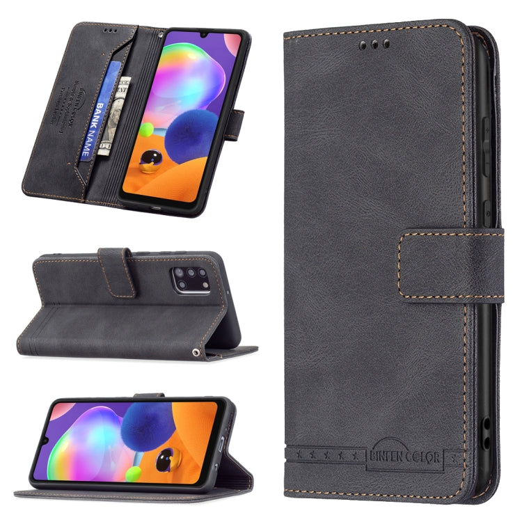 For Samsung Galaxy A31 Magnetic Clasp RFID Blocking Anti-Theft Leather Case with Holder & Card Slots & Wallet