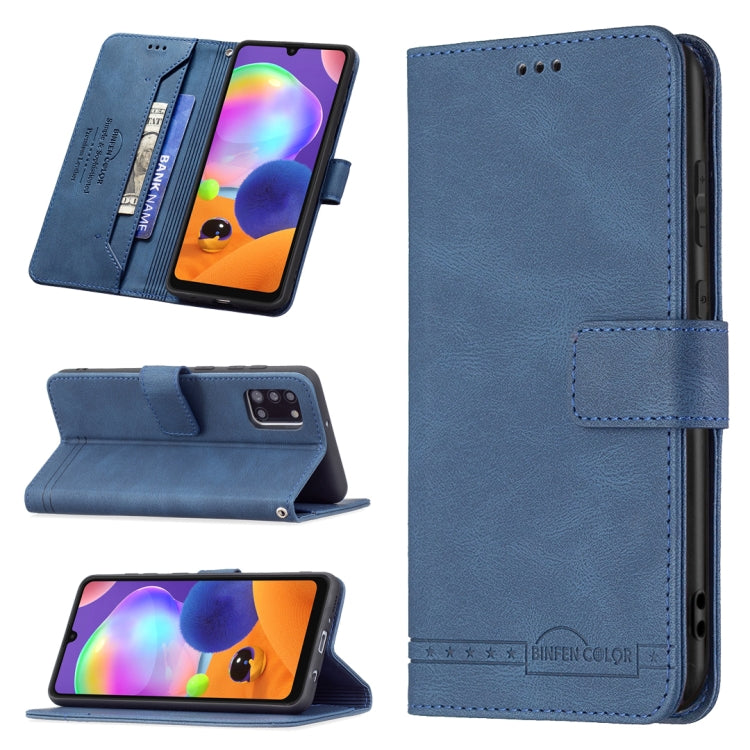 For Samsung Galaxy A31 Magnetic Clasp RFID Blocking Anti-Theft Leather Case with Holder & Card Slots & Wallet