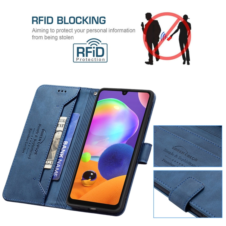 For Samsung Galaxy A31 Magnetic Clasp RFID Blocking Anti-Theft Leather Case with Holder & Card Slots & Wallet
