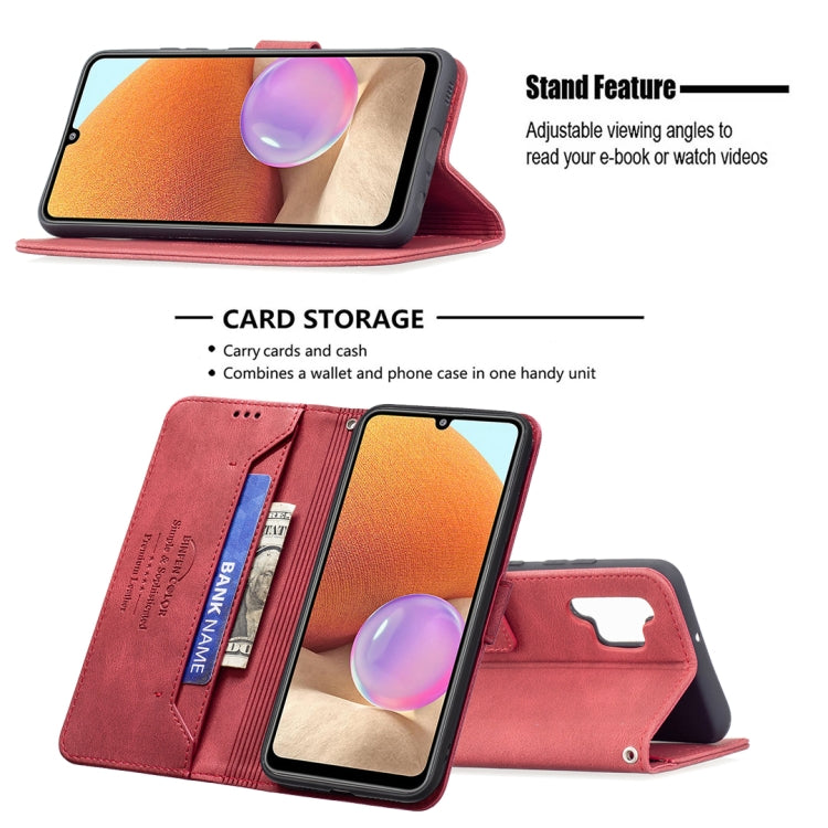 For Samsung Galaxy A32 4G Magnetic Clasp RFID Blocking Anti-Theft Leather Case with Holder & Card Slots & Wallet