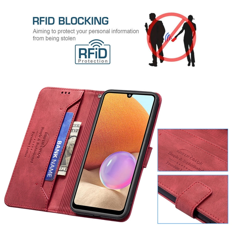 For Samsung Galaxy A32 4G Magnetic Clasp RFID Blocking Anti-Theft Leather Case with Holder & Card Slots & Wallet