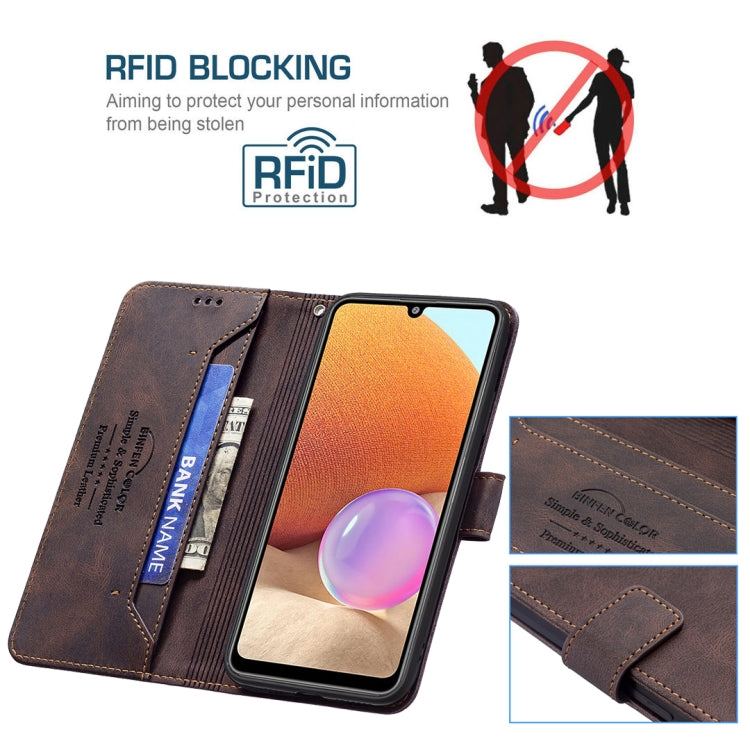 For Samsung Galaxy A32 4G Magnetic Clasp RFID Blocking Anti-Theft Leather Case with Holder & Card Slots & Wallet