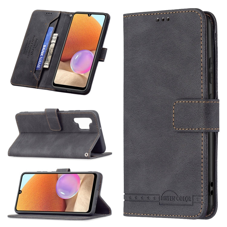 For Samsung Galaxy A32 4G Magnetic Clasp RFID Blocking Anti-Theft Leather Case with Holder & Card Slots & Wallet